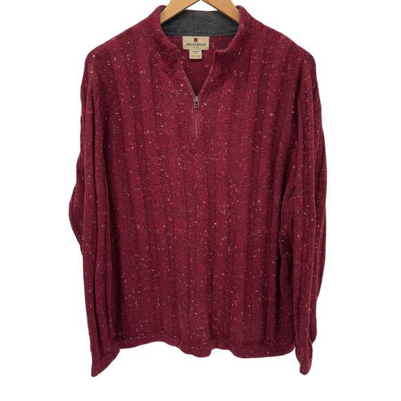 Woolrich Sweater Womens XL Red 1/4 Zip Wool Blend Pullover Knit Long Sleeve - Picture 1 of 9